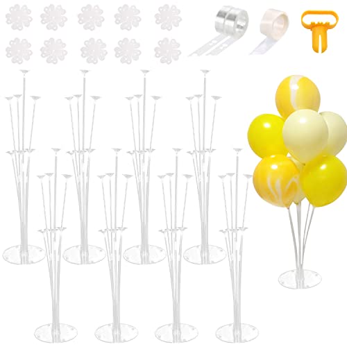Ballon Tisch Stand Kits, 8 Set Ballon Centerpiece Stand Halter, 8 Stück Licht Strings, 10 Stück Ballon Blume Clips Kit für Geburtstag, Baby Shower, Hochzeit Party von PIXHOTUL