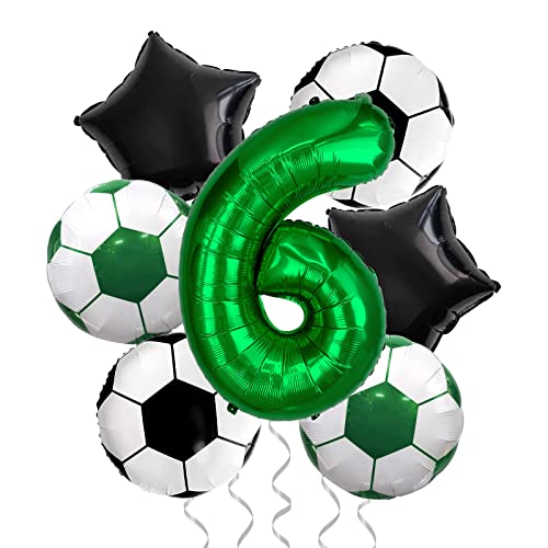 Fußball-Party Dekorationen, Fußball-Folienballons, Nummer 6 Folienballons, für Kinder Fußball-Fans Geburtstagsparty, Fußball-Spiel-Tag-Party Dekorationen von PIXHOTUL