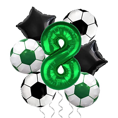 Fußball-Party Dekorationen, Fußball-Folienballons, Nummer 8 Folienballons, für Kinder Fußball-Fans Geburtstagsparty, Fußball-Spiel-Tag-Party Dekorationen von PIXHOTUL