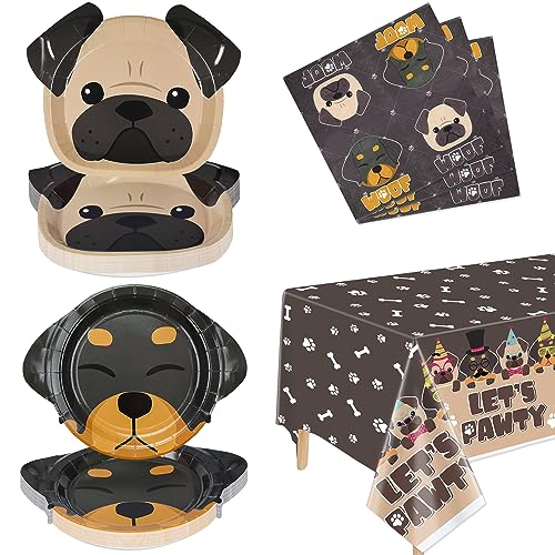 PIXHOTUL Hundeparty-Dekorationen, Teller in Hundeform, 61 Stück, Partyzubehör für Hunde und Kinder, inklusive Hundeteller, Let's Pawty Tischdecke, Servietten, für 20 Gäste PIXHOTUL Hundeparty-Dekorationen, Teller in Hundeform, 61 Stück, Partyzubehör für Hunde und Kinder, inklusive Hundeteller, Let's Pawty Tischdecke, Servietten, für 20 Gäste von PIXHOTUL