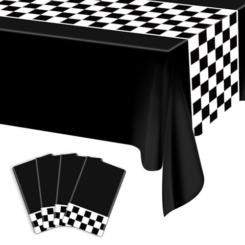 Kunststoff-Tischdecken, Rennwagen, kariert, Rennwagen, Partyzubehör, Rennstrecke, rechteckig, Tischdecke für Kinder, Jungen, Geburtstag, Rennwagen, Motto-Party, 220 x 130 cm, 4 Stück (Schwarz) Kunststoff-Tischdecken, Rennwagen, kariert, Rennwagen, Partyzubehör, Rennstrecke, rechteckig, Tischdecke für Kinder, Jungen, Geburtstag, Rennwagen, Motto-Party, 220 x 130 cm, 4 Stück (Schwarz) von PIXHOTUL
