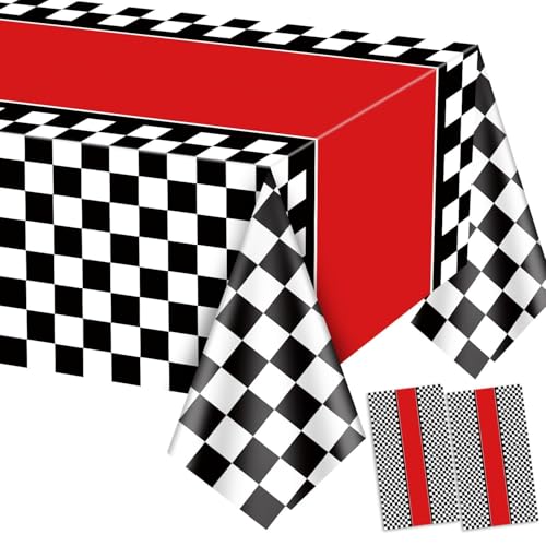 PIXHOTUL 2 Stück Rennwagen Tischdecken, Rennwagen Geburtstag Party Dekorationen Schwarz kariert Kunststoff Tischdecke Tischläufer für Kinder Junge Geburtstag Rennwagen Mottoparty 130 x 220 cm PIXHOTUL 2 Stück Rennwagen Tischdecken, Rennwagen Geburtstag Party Dekorationen Schwarz kariert Kunststoff Tischdecke Tischläufer für Kinder Junge Geburtstag Rennwagen Mottoparty 130 x 220 cm von PIXHOTUL