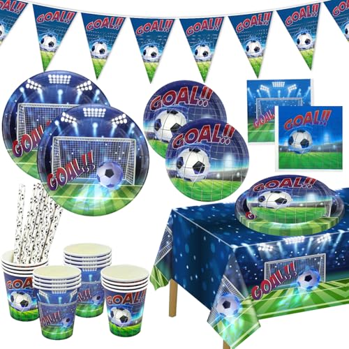 Fußball-Party-Dekorationen, 102 Stück Fußball Geburtstag Party-Dekorationen Pappteller Servietten Fußball Tischdecke und Banner für Männer Jungen Geburtstag, Fußball Spiel Tag Party Supplies Fußball-Party-Dekorationen, 102 Stück Fußball Geburtstag Party-Dekorationen Pappteller Servietten Fußball Tischdecke und Banner für Männer Jungen Geburtstag, Fußball Spiel Tag Party Supplies von PIXHOTUL