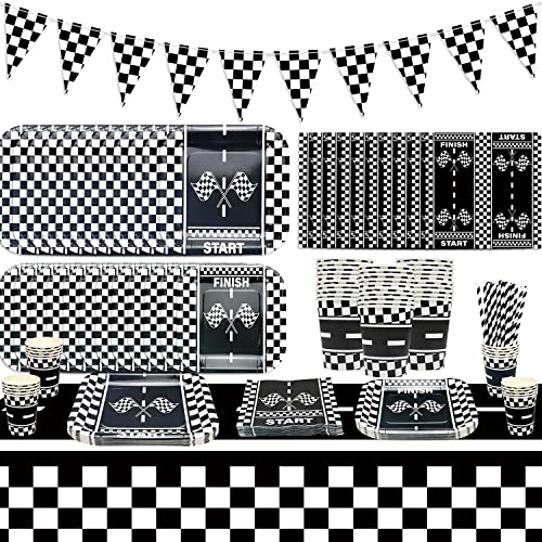 Rennwagen Geburtstag Partyzubehör, Auto-Thema Party-Dekorationen Serviert 20, Banner, Pappteller, Rennstrecke Tischdecke, Karierte Flagge, Ballon-Girlande Bogen, Party-Deko für Jungen Geburtstag Rennwagen Geburtstag Partyzubehör, Auto-Thema Party-Dekorationen Serviert 20, Banner, Pappteller, Rennstrecke Tischdecke, Karierte Flagge, Ballon-Girlande Bogen, Party-Deko für Jungen Geburtstag von PIXHOTUL