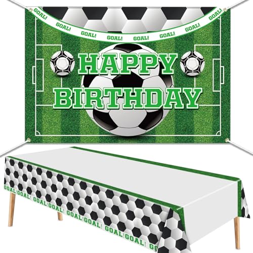 Tischdecken, 220 x 130 cm Fußball Bedruckte Einweg-Kunststoff-Tischdecken für Kinder Fußball-Geburtstagsfeierdekorationen (C) von PIXHOTUL