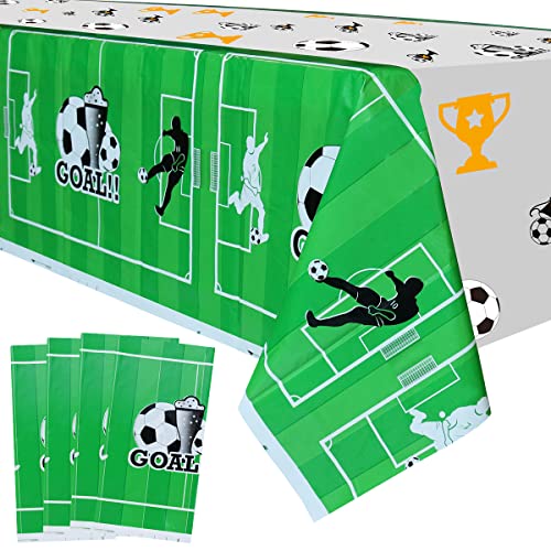 4 Packungen Fußball-Tischdecken, Fußball-Partyzubehör Einweg-Kunststoff-Tischdecke 220 x 130 cm für Jungen und Fußballfans, Geburtstagsfeier, Fußballspieltag, Party-Dekorationen von PIXHOTUL