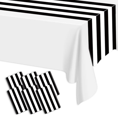 Tischläufer, Schwarz Und Weiß Gestreift, 35 X 275 cm, Schwarze Streifen, Kunststoff, Einweg, Klassisch, Gestreift, Tischdekoration Für Partys, Hochzeiten, Esszimmer, Feiern, 6 Stück Tischläufer, Schwarz Und Weiß Gestreift, 35 X 275 cm, Schwarze Streifen, Kunststoff, Einweg, Klassisch, Gestreift, Tischdekoration Für Partys, Hochzeiten, Esszimmer, Feiern, 6 Stück von PIXHOTUL