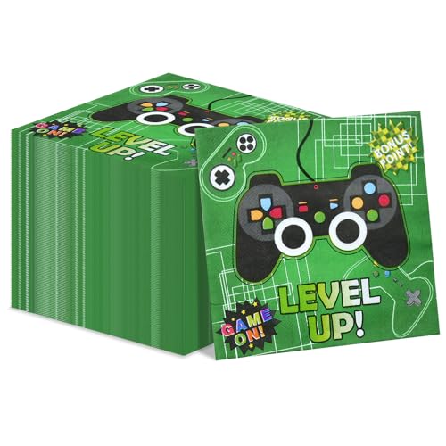PIXHOTUL Videospiel-Servietten, 100 Stück, grüne Gaming-Tischservietten, Spiel-Servietten für Videospiel-Mottoparty, Kindergeburtstag PIXHOTUL Videospiel-Servietten, 100 Stück, grüne Gaming-Tischservietten, Spiel-Servietten für Videospiel-Mottoparty, Kindergeburtstag von PIXHOTUL