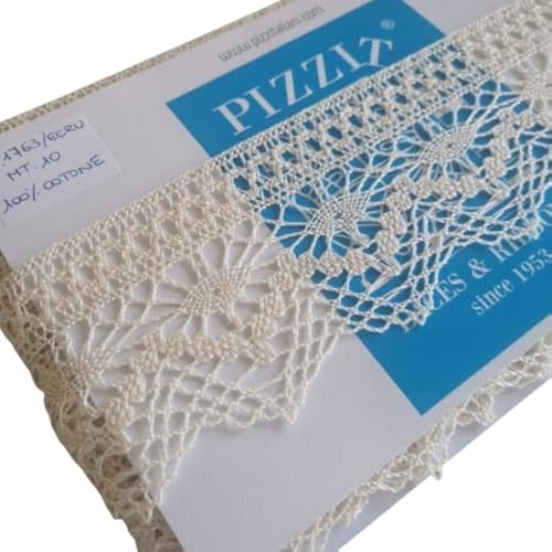 PIZZITALIANI Spitzenband - Klöppelspitze BEIGE, Höhe 6,5 cm x 10 m, Spitzenbordure Baumwolle, Dekorative Bänder für Dirndl, Trachtenkleid, Hochzeitsdekorationen & Bastelarbeiten, Made in Italy von PIZZITALIANI LACES & RIBBONS SINCE 1953
