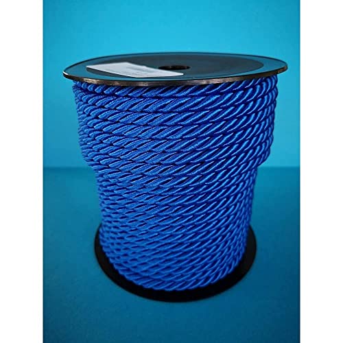 PIZZITALIANI Kordelband BLAU geflochtene – Durchmesser 6 mm x 25 m, 3-strängiges Kordel, aus Polypropylen mit Baumwollkern, für Weihnachts- und Karnevalsbasteln von PIZZITALIANI LACES & RIBBONS SINCE 1953