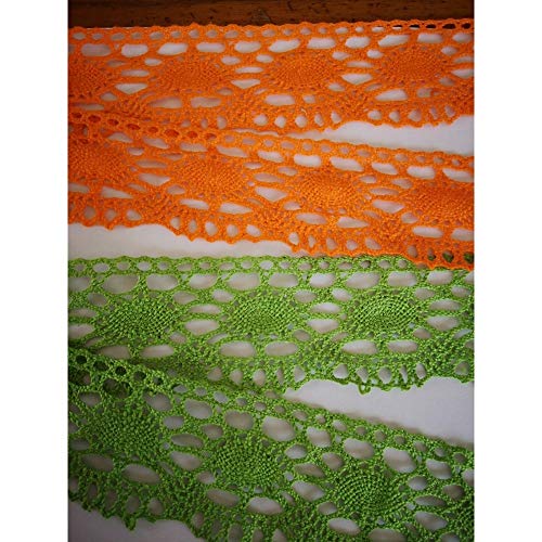 PIZZITALIANI Spitzenband - Klöppelspitze GRÜN, Höhe 5 cm x 10 m, Spitzenbordure Baumwolle, Dekorative Bänder für Dirndl, Trachtenkleid, Hochzeitsdekorationen & Bastelarbeiten, Made in Italy von PIZZITALIANI LACES & RIBBONS SINCE 1953