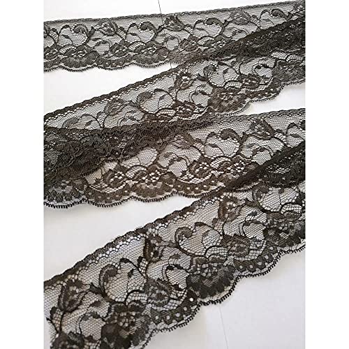 PIZZITALIANI Spitzenband DUNKELBRAUN Höhe 6cm X 10m - Spitzenbordüre, Valencienne Spitzenborte weiche, Tüll Spitze, mit Blumenmuster für Hochzeitsgeschenke Kreatives Nähen Schneiderei Dekorationen von PIZZITALIANI LACES & RIBBONS SINCE 1953