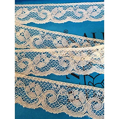 PIZZITALIANI Spitzenband ELFENBEIN Höhe 4cm X 20m - Spitzenbordüre, Valencienne Spitzenborte weiche, Tüll Spitze, mit Blumenmuster für Hochzeitsgeschenke Kreatives Nähen Schneiderei Dekorationen von PIZZITALIANI LACES & RIBBONS SINCE 1953