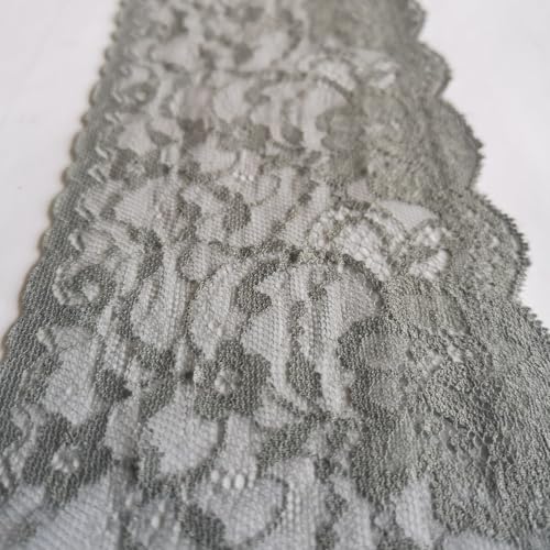 PIZZITALIANI Spitzenband GRAU Höhe 11cm X 10m - Spitzenbordüre, Valencienne Spitzenborte weiche, Tüll Spitze, mit Blumenmuster für Hochzeitsgeschenke Kreatives Nähen Schneiderei Dekorationen von PIZZITALIANI LACES & RIBBONS SINCE 1953