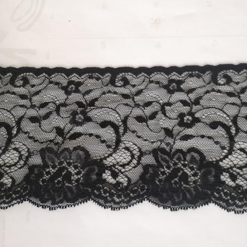 PIZZITALIANI Spitzenband SCHWARZ Höhe 11cm X 10m - Spitzenbordüre, Valencienne Spitzenborte weiche, Tüll Spitze, mit Blumenmuster für Hochzeitsgeschenke Kreatives Nähen Schneiderei Dekorationen von PIZZITALIANI LACES & RIBBONS SINCE 1953