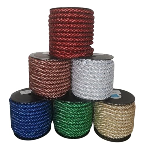 PIZZITALIANI Kordelband Gold geflochtene – Durchmesser 10 mm x 10 m, 3-strängiges Kordel, aus Lurex mit Baumwollkern, für Weihnachts- und Karnevalsbasteln von PIZZITALIANI LACES & RIBBONS SINCE 1953