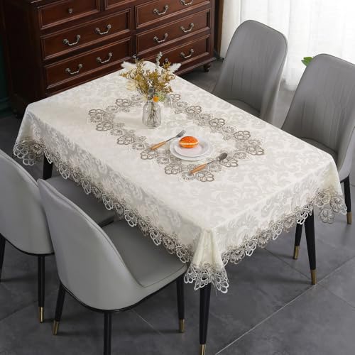 Luxuriöse Tischdecke aus Spitze, weiß, mit Blumenmuster, rechteckig, Bestickt, für Esstisch, Hochzeitsfeier, Dekoration, Beige, 60 x 120 cm Luxuriöse Tischdecke aus Spitze, weiß, mit Blumenmuster, rechteckig, Bestickt, für Esstisch, Hochzeitsfeier, Dekoration, Beige, 60 x 120 cm von PIZZZENO