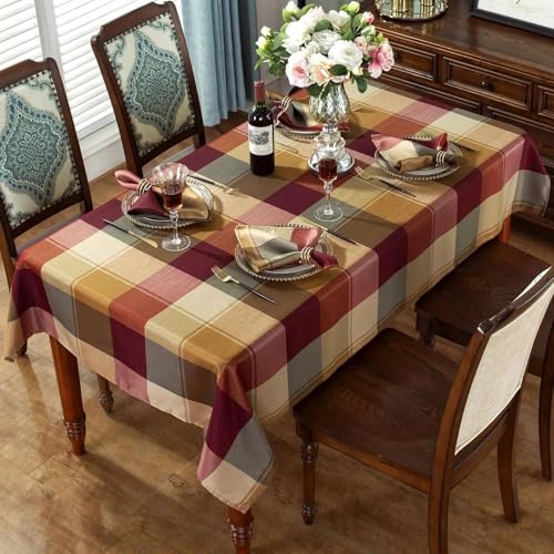 Rechteckige Karierte Tischdecken für drinnen und draußen, Picknick-Tischdecke, Urlaubsparty, Küche, Esstischdekoration (140 x 180 cm/01) von PIZZZENO