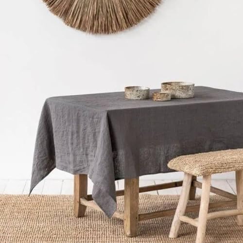 Tischdecke aus reinem Leinen, einfarbig, Tischdecke aus natürlichem Stoff, für Küche, Esszimmer, Party, Feiertage, Tischdekoration, Dunkelgrau, 135 x 135 cm Tischdecke aus reinem Leinen, einfarbig, Tischdecke aus natürlichem Stoff, für Küche, Esszimmer, Party, Feiertage, Tischdekoration, Dunkelgrau, 135 x 135 cm von PIZZZENO