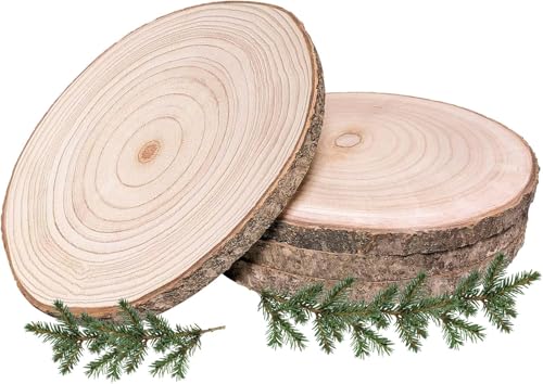 Holzscheiben 4 Stücke 23-25cm Holz Log Scheiben, Runde Holzscheibe Untersetzer Holz Log, DIY Handwerk Holz-Scheiben Hochzeit Mittelstücke Weihnachten Dekoration Holzscheiben 4 Stücke 23-25cm Holz Log Scheiben, Runde Holzscheibe Untersetzer Holz Log, DIY Handwerk Holz-Scheiben Hochzeit Mittelstücke Weihnachten Dekoration von PJCFTCWKJ