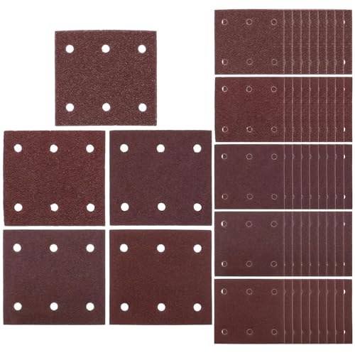 Sandpaper Velcro Sanding Perforated to Suit Each 10x Grain 40/60/80/100/120 Grit 6 Holes 114 x102mm Compatible BO4555 BO4554 BO4561 (50Piece) von PJCFTCWKJ