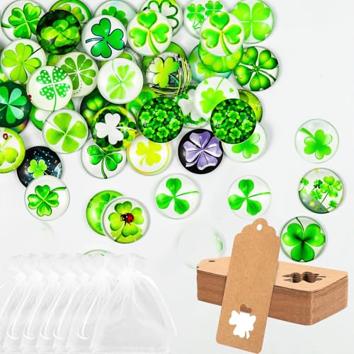 PJHAJH 50 Stück Glücksbringer Glassteine, Vierblättriges Kleeblatt 25mm, DIY Glascabochons, Glückssteine für Kinder, Abschiedsgeschenk Schüler, Schmuckherstellung, Bastelzubehör, Heimdekoration PJHAJH 50 Stück Glücksbringer Glassteine, Vierblättriges Kleeblatt 25mm, DIY Glascabochons, Glückssteine für Kinder, Abschiedsgeschenk Schüler, Schmuckherstellung, Bastelzubehör, Heimdekoration von PJHAJH