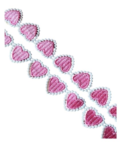 2,5 cm breiter rosa rot bestickter Perlen-Spitzenbesatz for Fransen, Hochzeit, DIY-Kleid, handgefertigtes Patchwork-Band, Nähzubehör, Basteln (Color : Pink no beaded) von PJQUEKAIPJ