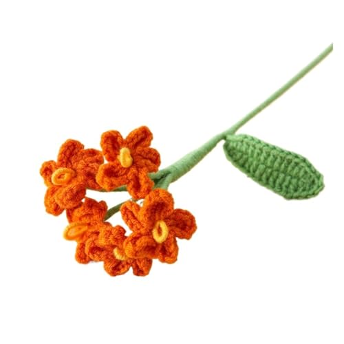 PJQUEKAIPJ Nahezu natürlich 2pc Häkelblumen Gestrickte Blumen Polyester Kreative Graduation Bouquet Woven Künstliche Blumen Dekoration Künstliche Blumen(Orange) von PJQUEKAIPJ