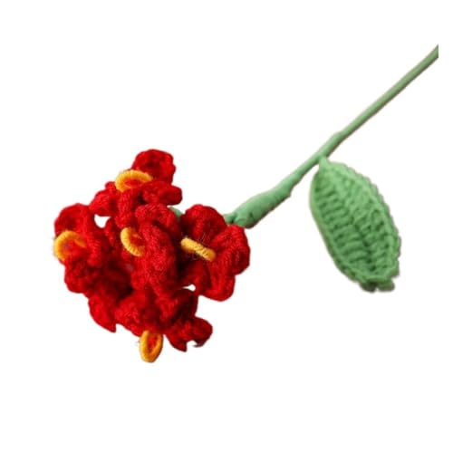 PJQUEKAIPJ Nahezu natürlich 2pc Häkelblumen Gestrickte Blumen Polyester Kreative Graduation Bouquet Woven Künstliche Blumen Dekoration Künstliche Blumen(Red) von PJQUEKAIPJ