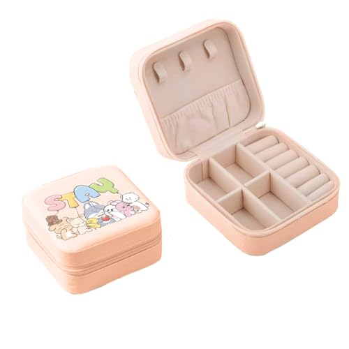 PU-Leder-Schmuckkästchen für Damen,Mini Schmuckbox für Ringe, Ohrringe, Armbänder,Cartoon Cute Katze Niedlich Muster Tragbarer Aufbewahrungskoffer mit Abnehmbarer Trennwand,Schmuckschatulle Reise,rosa PU-Leder-Schmuckkästchen für Damen,Mini Schmuckbox für Ringe, Ohrringe, Armbänder,Cartoon Cute Katze Niedlich Muster Tragbarer Aufbewahrungskoffer mit Abnehmbarer Trennwand,Schmuckschatulle Reise,rosa von PKEGDBFTQ