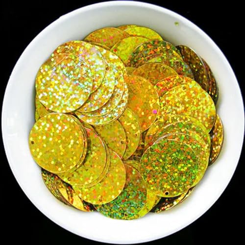 25 mm große, runde Pailletten zum Basteln, DIY-Hologramm-Pailletten, Schmuck, Kleid, Bauchtanz, Nähzubehör – Gold 25 mm große, runde Pailletten zum Basteln, DIY-Hologramm-Pailletten, Schmuck, Kleid, Bauchtanz, Nähzubehör – Gold von PKINN