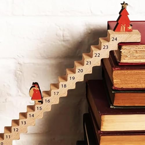 PKKP Adventskalender Holz, 24 Tage Weihnachts Countdown Kalender Treppe, Weihnachtsmann Klettertreppe Christmas Decorations, Weihnachtskalender 2024 für Home Office Table Top Kalender (1PC) von PKKP