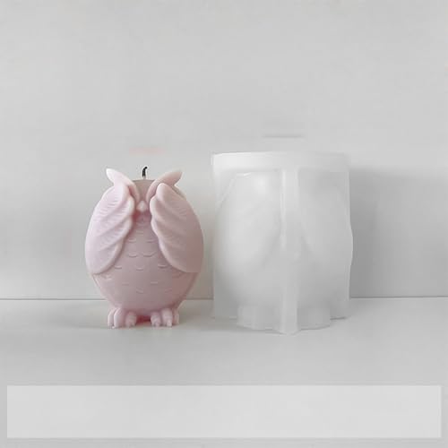 3D-Eulen-Silikonformen für Kerzen – Tierkerzenformen-Set, wiederverwendbar, Aromatherapiewachs, Seifenformen (Eulen-Design), Heimdekoration, Geschenk, BPA-frei, 4 Stück, Augenbedeckende Eule von PKRANZYHKAL