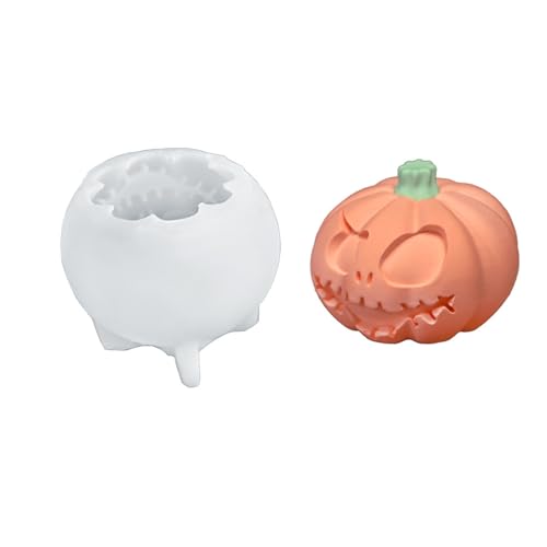 3D-Kürbis-Silikonform-Set – Halloween-Kerzenformen für selbstgemachte gruselige Geister, Wachs, Aromatherapie-Seife und Gips-Dekor – leicht zu lösender Bastelset, 2 Stück, böser Geist Kürbis 3D-Kürbis-Silikonform-Set – Halloween-Kerzenformen für selbstgemachte gruselige Geister, Wachs, Aromatherapie-Seife und Gips-Dekor – leicht zu lösender Bastelset, 2 Stück, böser Geist Kürbis von PKRANZYHKAL