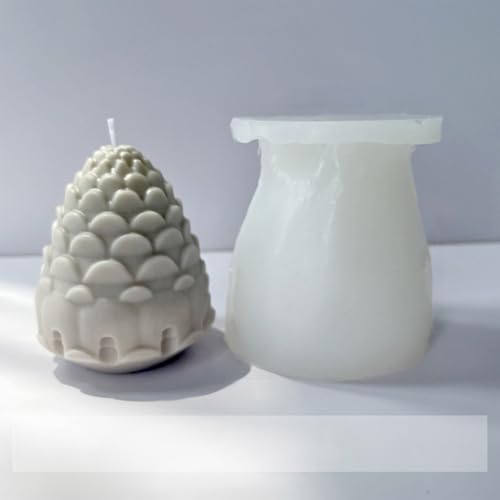 Tannenzapfen-Silikon-Kerzenform-Set – DIY Weihnachtskerzenformen zur Kerzenherstellung, wiederverwendbare Feiertags-Bastelsets für Wachs, Harz, Seife (Moldes para Velas), 4 Stück, H0976 von PKRANZYHKAL