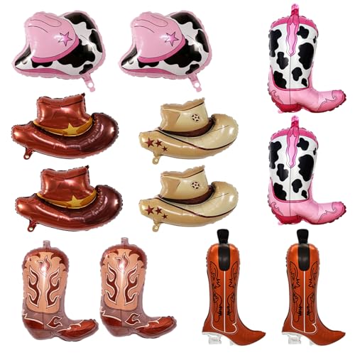 12 Stück Western-Motto-Party-Luftballons mit Cowgirl-Hut und Stiefel-Designs, groß – Dekoration & Rodeo-Ballons für Cowgirl/Cowboy-Themenpartys, Geburtstage und Tänze 12 Stück Western-Motto-Party-Luftballons mit Cowgirl-Hut und Stiefel-Designs, groß – Dekoration & Rodeo-Ballons für Cowgirl/Cowboy-Themenpartys, Geburtstage und Tänze von PKRFCJ