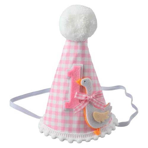 PKRFCJ One Silly Goose 1st Hat for Girls - Pink Gingham Goose Decorations, 1st Party Hat for Festival Celebrations & Themed Photography von PKRFCJ