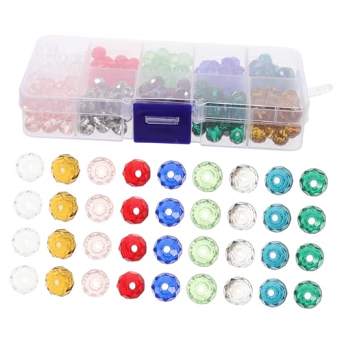 PLAFOPE 1 Schachtel Bunte Facettierte Glas Spacer Perlen Leichte Langlebige Abstandsperlen für DIY Schmuckherstellung Transparent zum Auffädeln von Armbändern und Halsketten von PLAFOPE