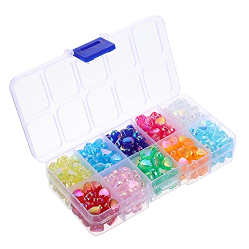 PLAFOPE 1 Schachtel Farben Transparente Acryl Herzperlen Lose Perlen für Schmuckherstellung DIY Armband Zubehör für Bastelbedarf von PLAFOPE