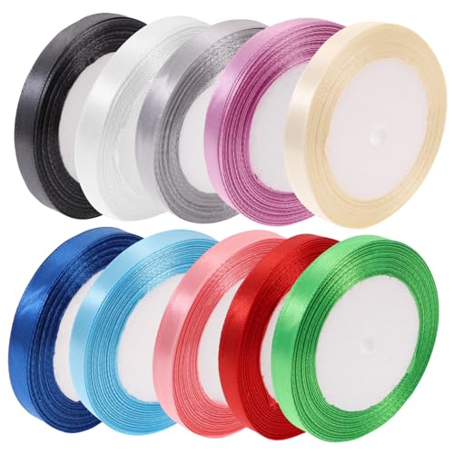 PLAFOPE 10 Rollen Dekobänder Geschenkband für Geschenkverpackung Blumenstrauß Basteln DIY Polyester Satinband mit Doppelter Farblich Gemischt Vielseitig für Geschenkbox Blumen und PLAFOPE 10 Rollen Dekobänder Geschenkband für Geschenkverpackung Blumenstrauß Basteln DIY Polyester Satinband mit Doppelter Farblich Gemischt Vielseitig für Geschenkbox Blumen und von PLAFOPE