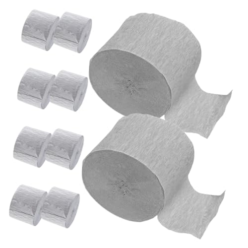 PLAFOPE 10 Rollen Krepppapier Silber Flexible Partydeko für Hochzeit Geburtstag Jubiläum Vielseitige DIY Krepppapier-streamer für Festliche Raumdekoration von PLAFOPE