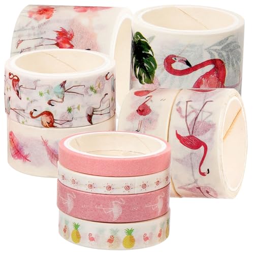 PLAFOPE 10 Rollen Vintage Washi Tape mit Flamingo Langlebiges Dekoratives Klebeband Einfach zu Schneiden für DIY Basteln Scrapbooking und Ästhetische Papiergestaltung PLAFOPE 10 Rollen Vintage Washi Tape mit Flamingo Langlebiges Dekoratives Klebeband Einfach zu Schneiden für DIY Basteln Scrapbooking und Ästhetische Papiergestaltung von PLAFOPE