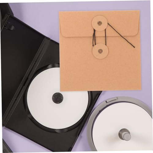 PLAFOPE 10 Stück Kraftpapier CD Dvd Hüllen Umschläge Braune Papier Taschen mit Bindeband Schützende Aufbewahrung für Scheiben Dvds Kratzfest Staubdicht Vielseitig für Büro Schule Zuhause von PLAFOPE