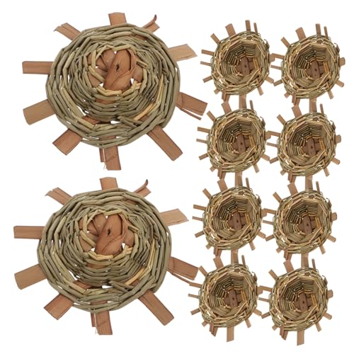 PLAFOPE 10 Stück Miniaturstrohhüte Teiliges Woven Straw Hats für DIY Dekoration Puppenhaus Foto Requisiten Vielseitig Einsetzbar für Kreative Bastelprojekte von PLAFOPE
