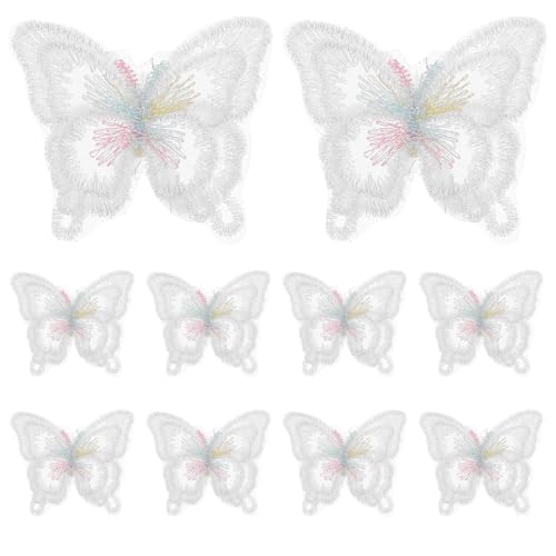 PLAFOPE 10 Stück Schmetterlings-Patches: Doppellagige Organza-Applikationen aus Spitze zum Aufnähen für Hochzeit, Brautkleid, Nähen, Basteln, DIY-Kleidung, Haarschmuck PLAFOPE 10 Stück Schmetterlings-Patches: Doppellagige Organza-Applikationen aus Spitze zum Aufnähen für Hochzeit, Brautkleid, Nähen, Basteln, DIY-Kleidung, Haarschmuck von PLAFOPE