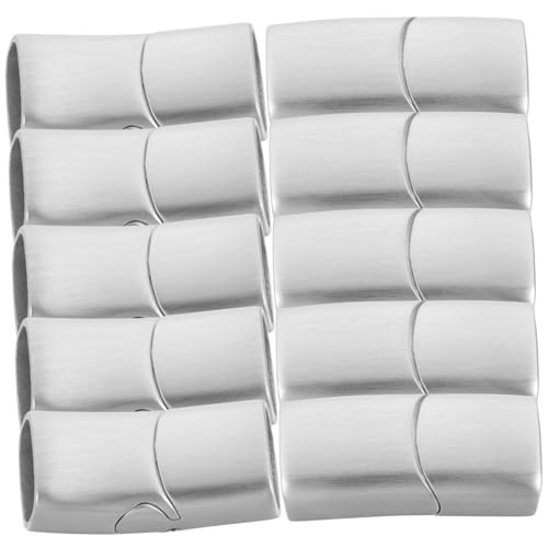 PLAFOPE 10 Stück Teiliges Edelstahl Magnetischer Schmuckverschluss Flach Rechteckig Sandgestrahlt für DIY Armband Halskette Basteln Einfacher Verschluss für Lederband und Ketten von PLAFOPE