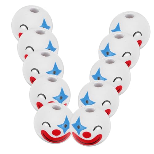 PLAFOPE 10 Stück Teiliges Holzperlen mit Clown gesicht Bunte für DIY Schmuckherstellung Geeignet für Armbänder Halsketten Ohrringe Kreative Bastelideen von PLAFOPE
