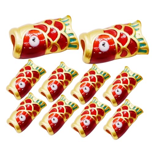 PLAFOPE 10 Stück Teiliges Koi fisch Perlen aus Leichtem Legierungs material Große Lochgröße für DIY Schmuckherstellung als Spacer perlen für Armbänder Halsketten und Haarschmuck PLAFOPE 10 Stück Teiliges Koi fisch Perlen aus Leichtem Legierungs material Große Lochgröße für DIY Schmuckherstellung als Spacer perlen für Armbänder Halsketten und Haarschmuck von PLAFOPE