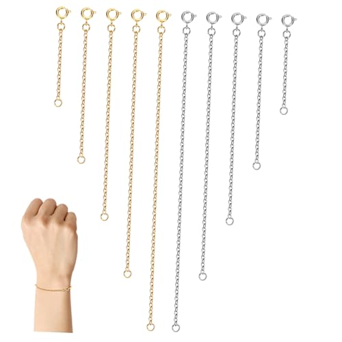 PLAFOPE 10 Stück Teiliges Kupfer Kettenverlängerungen in Gold und Silber Verlängerung für Halsketten Armbänder und Fußkettchen Vielseitig Einsetzbar für DIY Schmuckherstellung und PLAFOPE 10 Stück Teiliges Kupfer Kettenverlängerungen in Gold und Silber Verlängerung für Halsketten Armbänder und Fußkettchen Vielseitig Einsetzbar für DIY Schmuckherstellung und von PLAFOPE