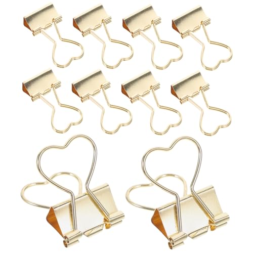 PLAFOPE 10 Stück Teiliges Metall Büroklammern in Gold mit Herzform Dekorative Lange Klammern Multifunktionale Binder Clips für Papier Notizen Akten Geeignet für Büro Schule und Zuhause PLAFOPE 10 Stück Teiliges Metall Büroklammern in Gold mit Herzform Dekorative Lange Klammern Multifunktionale Binder Clips für Papier Notizen Akten Geeignet für Büro Schule und Zuhause von PLAFOPE